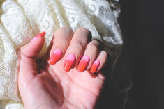 33 Easy and Cute Red Ombre Nail Designs Orange Ombre Nails, Ombre Manicure, Red Orange Color