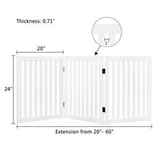 a white fence with measurements for the width