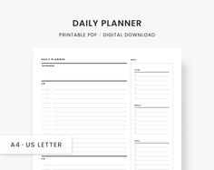 the daily planner printable is shown in black and white, with text that reads daily planner