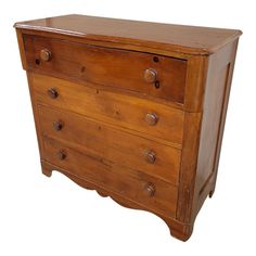 an old wooden dresser with drawers and knobs