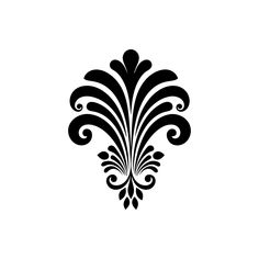 an ornate black and white design on a white background