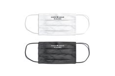 a black and white face mask with the words, personalized on it's side