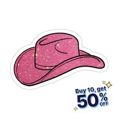 Decorate laptops, Hydro Flasks, cars and more with removable kiss-cut, vinyl decal stickers. Glossy, matte, and transparent options in various sizes. Super durable and water-resistant. Pink cowboy hat Cowboy Hat Art, Cowboy Hat Sticker, Pink Cowboy Hat, Pink Cowboy, Door Decs, Cowboy Hat, Pink Glitter, Bulletin Boards, Cute Stickers