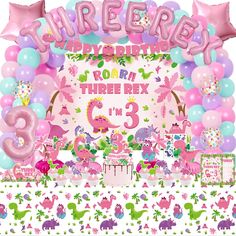 PRICES MAY VARY. WORTH THE PRICE: Our three rex girl dinosaur birthday party decorations kit not only has many suits but is also has good quality. Just one set is enough to set up a perfect party for girls. WHAT CAN YOU GET IN PARTY: Our 3rd girl dinosaur party decorations set includes 1 Three Rex Backdrop, 24 Cupcake Topper, 85 Pcs Latex Balloons (13 Styles), 4 Pink Dinosaur Centerpieces, 13 Foil Balloons,1 Banner, 1 Cake Toppers, 1 Crown, 1 Poster, 2 Tablecloths, 2 Sheet Temporary Tattoos. SAF 3rd Girl Birthday Party Themes, Three Year Old Birthday Party Girl, Girl Dinosaur Party Decorations, Dinosaur Centerpieces, 3rd Birthday Party Themes, Girl Dinosaur Birthday Party, Pink Dinosaur Party, Dinosaur Birthday Decorations, Girl Dinosaur Party