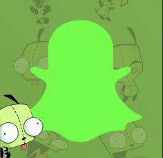 a cartoon character with a green background