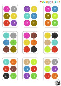 colorful buttons are arranged in the shape of squares