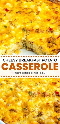 cheesy breakfast potato casserole is an easy and delicious side dish recipe