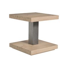 a square wooden table with metal base on white background, top view in full color