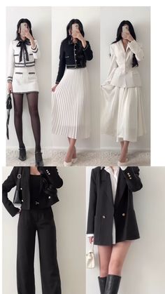 Outfits Kdrama Casual Outfits Women, Elegant Outfit Everyday, Elegant Dress Code Women, Black And White Outfits For Women, Neck Ribbon Outfit, White And Black Outfits For Women, Elegant Teen Outfits, Kdrama Women Outfits, Kdrama Work Outfits