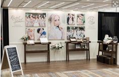 an event room with pictures on the wall