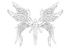 Three Wings Angel, 3 Wings Drawing, Art Poses With Wings, 4 Wings Angel, Double Wings Drawing, 3 Pairs Of Wings Drawing, 3 Winged Angel, Six Wings Angels, Winged Person Drawing Base