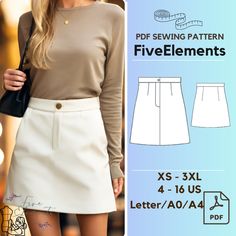 Women High Waist Summer Skirt PDF Pattern Casual Button Short Skirt Sewing Pattern Shop Bundle: https://www.etsy.com/listing/1780689029/whole-shop-bundle-sewing-pattern-blouses Sizes: US Size 4  - 16            EU Size XS - 3XL Sewing Pattern instructions language: English Print size: - A0 pattern files                    - A4 pattern files                    - US LETTER pattern files (For different print sizes please contact me and I will be more than happy to help. Just send me a message). Pattern Specifications: PDF pattern, PDF instructions, size specifications, cutting instructions and more... Fabric Specifications: Mini Skirt, High Waist Skirt, Button Up Skirt, Summer Skirt, Casual Skirt, Denim Skirt. Material: Cotton, Satin, Cotton + Polyester, Nylon, Linen, Wool, Denim. This is a d Pattern Blouses, Skirt Sewing Pattern, Sewing Pattern Shop, Skirt Sewing, Button Up Skirts, Skirt Patterns Sewing, Sewing Skirts, Summer Skirts, Loose Dress