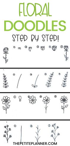 flower doodles step by step for kids to learn how to draw flowers and plants