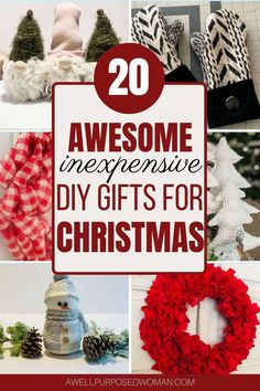 christmas wreaths and decorations with the words 20 awesome diy gifts for christmas written on them