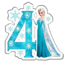 a frozen princess standing next to the number four