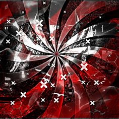 an abstract red and black background with white crosses on it's center, in the middle