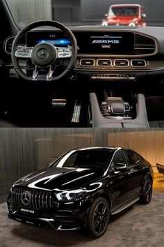 the inside and outside of a mercedes car