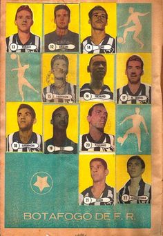 an old soccer team poster from the 1950's, showing all players and numbers