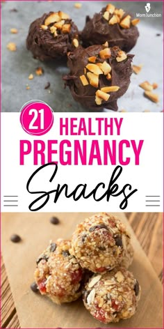 healthy snacks with text overlay that says healthy pregancy snacks