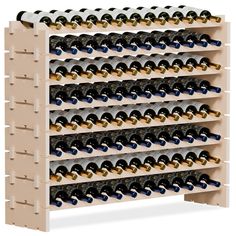 a wine rack filled with lots of bottles