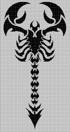 a cross stitch pattern with the shape of a scorpion on it's head and tail