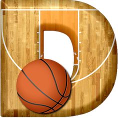 the letter b is made up of wood with a basketball on it