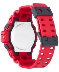 Red and black combine to create this dynamic analog-digital resin strap watch by G-Shock, filled with helpful features. Red Analog Display Watches For Outdoor, Red Analog Display Watch For Outdoor, Red Outdoor Analog Display Watches, Red Outdoor Watch With Analog Display, Red Outdoor Watch With 10atm Water Resistance, Red Sports Watch With Analog Display, Red Analog Outdoor Watch, Red Outdoor Analog Watch, Red Digital Watch With Stopwatch For Outdoor