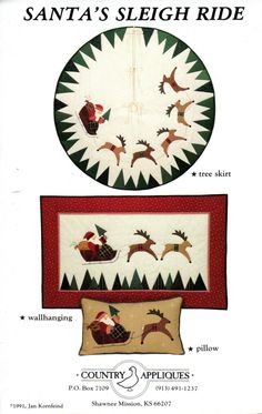 the santa's sleigh ride pillow pattern is shown in two different sizes