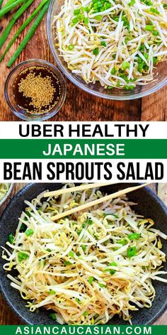 japanese bean sprouts salad with green onions and sesame seeds