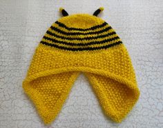 One copy hat Cute bee hat Yellow black stripes hat with cute bee antennaes Warm and coze earflaps hat for women and girls  One size (56-59cm) Custom order is available Bee Hat, Yellow Bee, Yellow Hat, Bright Yellow, Yellow Black, Black Stripes, Hats For Women, Wedding Shop, Caps Hats