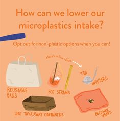 an info sheet with the words how can we lower our microplastics intake?