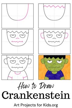 how to draw crankenstenn art projects for kids