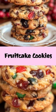 Festive Fruitcake Cookies - A Modern Twist on a Holiday Classic Enjoy holiday baking with these Fruitcake Cookies that blend traditional flavors in a convenient cookie form. Perfect for festive gatherings or homemade gifts, these cookies are sure to delight everyone! Fruit Cake Cookies With Bourbon, Lizzies Fruitcake Cookies, Christmas Fruit Cookies Recipes, Slovak Christmas Cookies, Fruit And Nut Cookies, Fruit Cocktail Cookies, Old Fashioned Fruit Cake Cookies, Fruit Cookies Christmas, Christmas Fruit Cookies