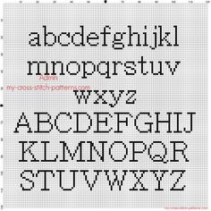 a cross stitch alphabet with the letters and numbers