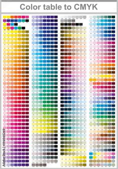 the color table to cmyk