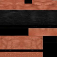 an orange brick wall with black and white lines on it's sides, as well as the bottom half