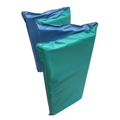 two blue bags sitting on top of each other