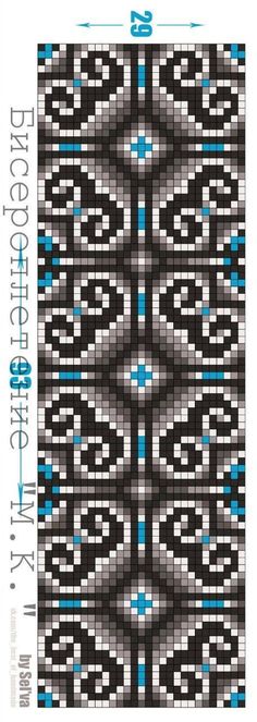 a cross stitch pattern with blue and black squares