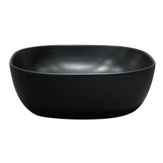 an empty black bowl on a white background