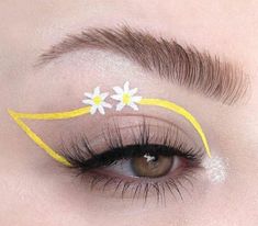 Cute Makeup Designs, Floral Eyeliner, Colorful Eyeliner Ideas, Graphic Liner Ideas, Color Eyeliner Makeup, White Eye Makeup, Eye Makeup Images, Windows To The Soul