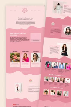 the pink website design is designed to look like it has many different images