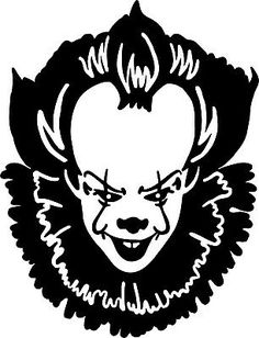 a black and white drawing of an evil clown with the words ebay on it