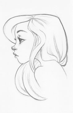 a pencil drawing of a girl with long hair