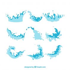 blue water splashes on white background