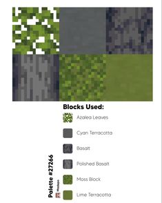 the color scheme is shown with different colors and textures for each item in this game