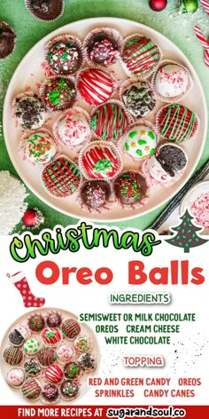 an advertisement for christmas oreo balls