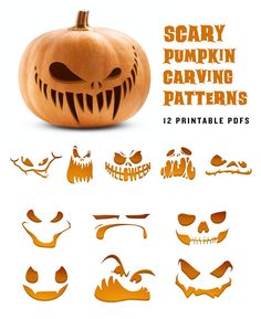 scary pumpkin carving patterns for kids and adults to make their own halloween decorations with the help of