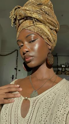 Bohemian Head Wrap, Outfits With Scarves Aesthetic, Ava Tocloo Outfits, Head Wrap Aesthetic, Black Women Head Wraps, Scarves Aesthetic, Headwrap Ideas, Headwraps For Natural Hair