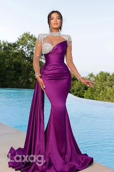 Purple Prom Dress Long, Purple Prom, Prom Dress Long, Purple Prom Dress, Long Sleeve Prom, فستان سهرة, Prom Dresses With Sleeves, High Neck Long Sleeve, Prom Dresses Long With Sleeves