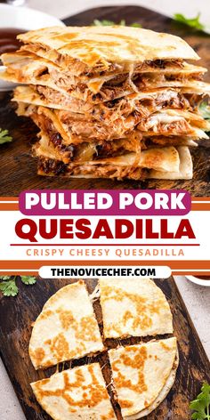 pulled pork quesadilla with crispy cheesy quesadilla